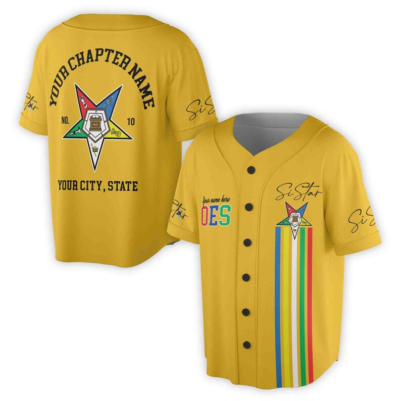 Custom OES Sistar Baseball Jersey: Order of the Eastern Star Pentagon Down Logo, 3D Baseball Jesey Shirt