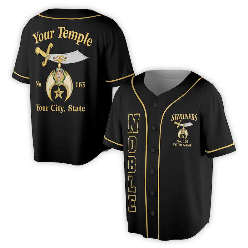 Custom Name Number Temple Shriners Noble Freemason Baseball Jersey, 3D Baseball Jersey Shirt