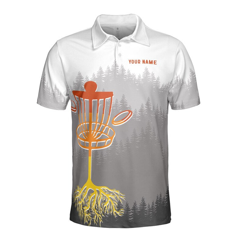 Custom Name Team Name Disc Golf in The Gray Forest Men's Polo Shirt