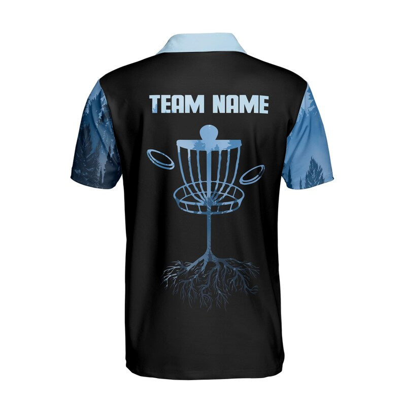 Custom Name Team Disc Golf Black Blue Deep in The Jungle Men's Polo Shirt