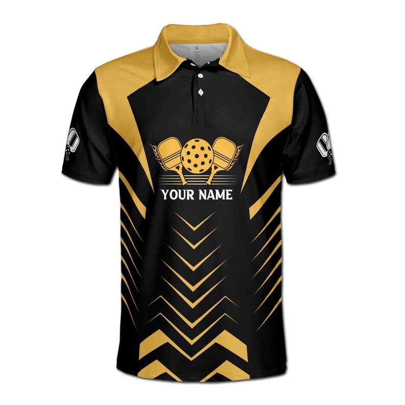 Custom Name Addicted Pickleball Team Yellow and Black Men's Polo Shirt