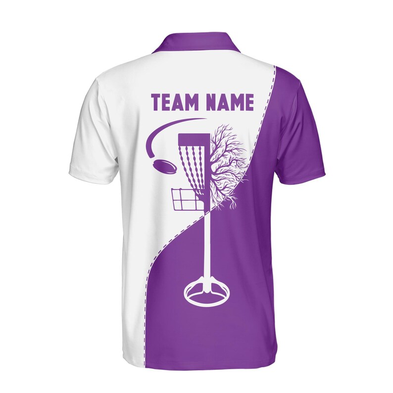 Custom Name Team Disc Golf Lover Purple White Men's Polo Shirt
