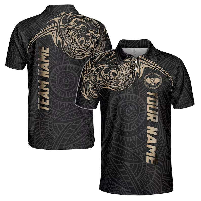 Customized Player Viking Tribal Pattern Team Pickleball Men's Polo Shirt