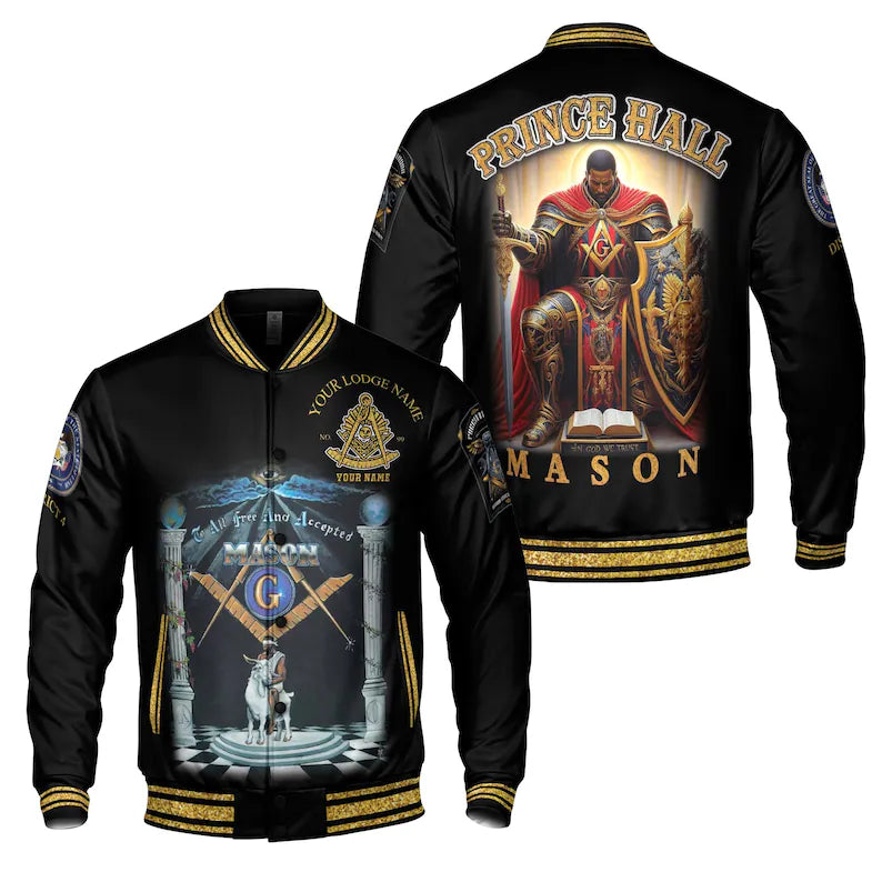 Customize Name Riding The Goat F&AM Prince Hall Mason Varsity Jacket