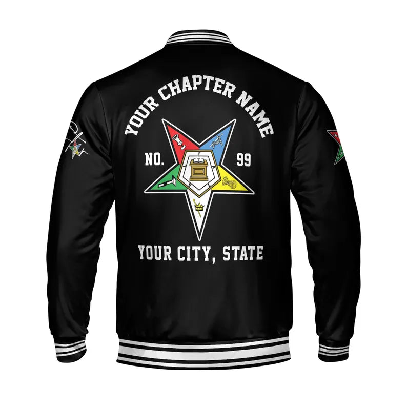 Personalized OES Pentagon Down Order of Eastern Star Sistar Varsity Jacket