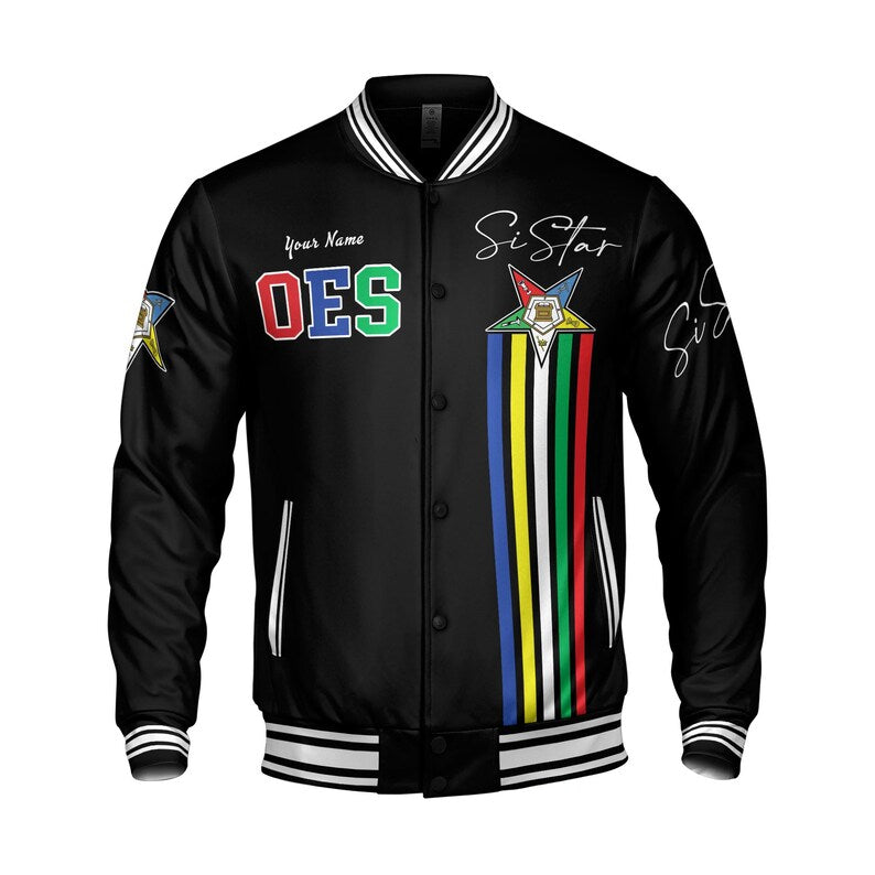 Personalized OES Pentagon Down Order of Eastern Star Sistar Varsity Jacket