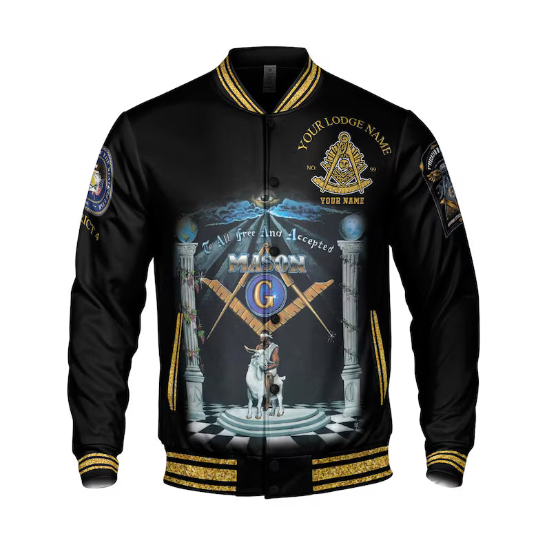 Customize Name Riding The Goat F&AM Prince Hall Mason Varsity Jacket