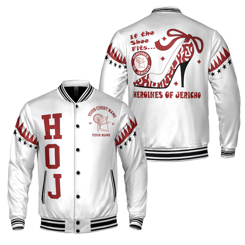 Personalized HOJ If The Shoe Fit Heroines of Jericho Varsity Jacket