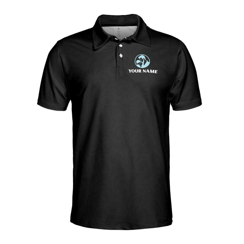 Customize Name Dad Child Mustache Heart Black 3D Men's Polo Shirt