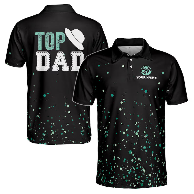 Customize Name Top Dad Fedora Black 3D Men's Polo Shirt