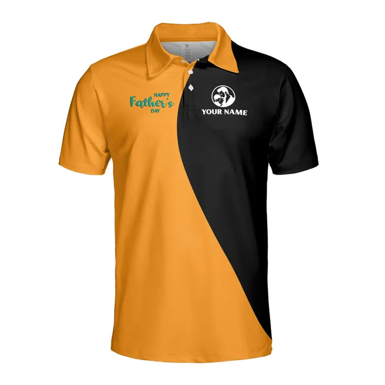 Personalized 'Best Dad Ever' 3D Polo Shirt - Black & Yellow