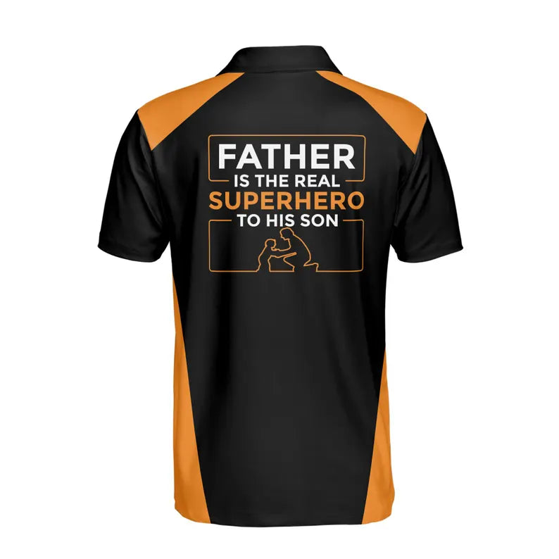 Customize Name Dad The Real Superhero Black 3D Men's Polo Shirt