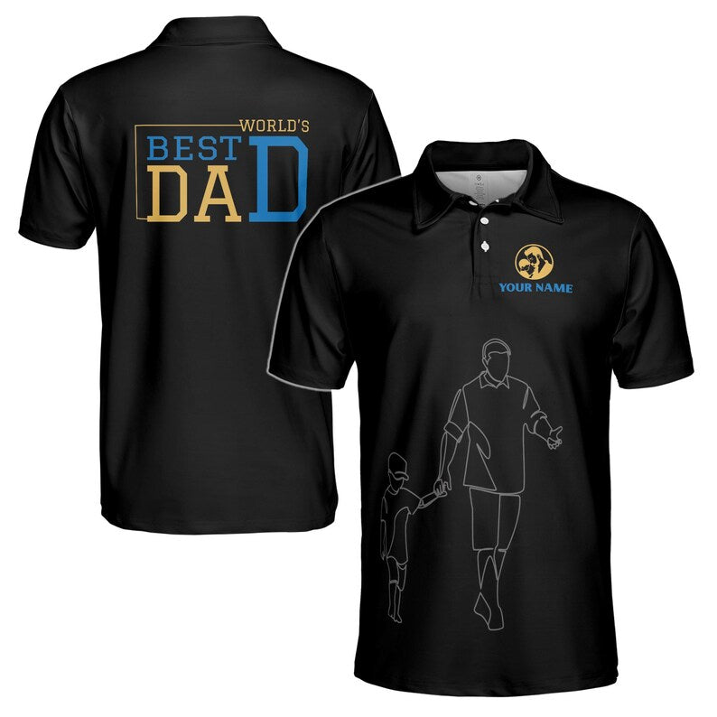 Personalized World's Best Dad Polo Shirt, Custom 3D Print