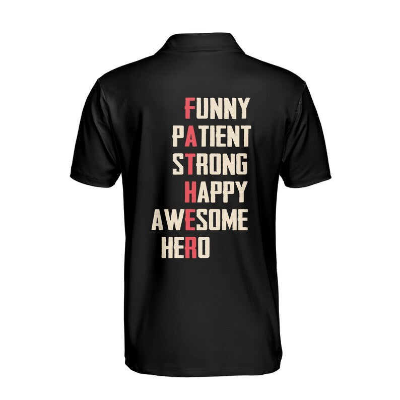Customize Name Father Adjectives Black Cream 3D Men's Polo Shirt