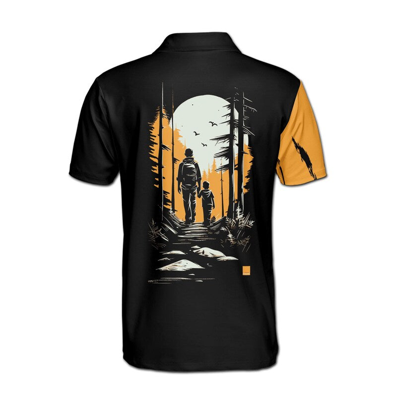 Customize Name Dad Child Woods Black Yellow 3D Men's Polo Shirt