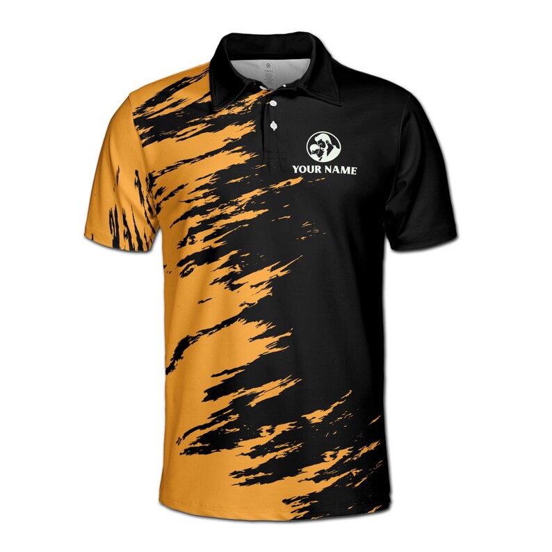 Customize Name Dad Child Woods Black Yellow 3D Men's Polo Shirt