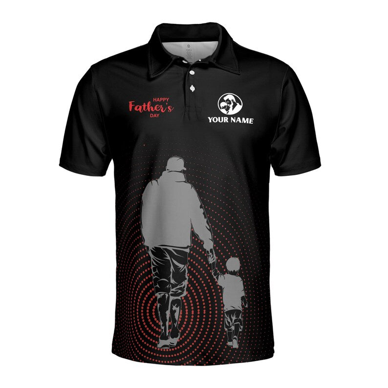 Customize Name Love A Girl More Than Dad Black 3D Men's Polo Shirt