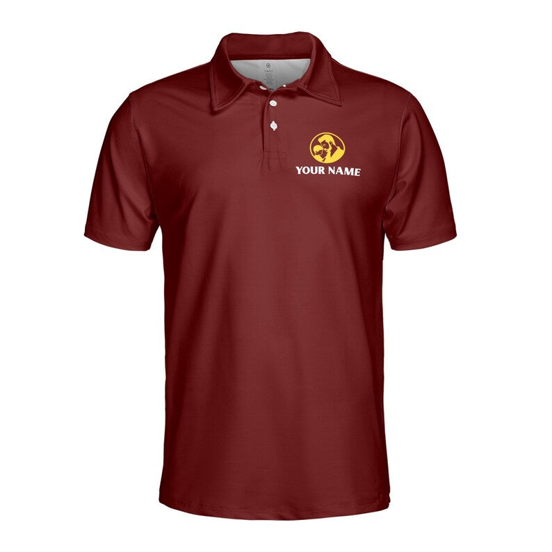 Customize Name Happy Dad Children Silhouette Red 3D Men's Polo Shirt