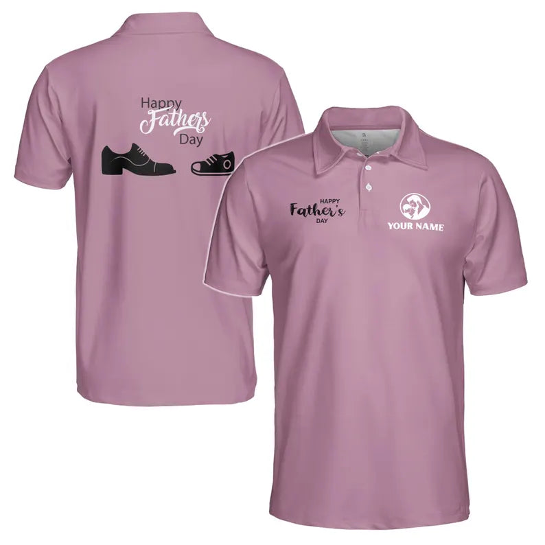 Customize Name Dad Child Shoes Violet 3D Men's Polo Shirt