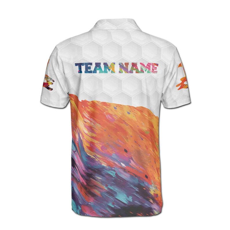Customize Name Golf Ball Paint Splashes Pattern White Colorful 3D Men's Polo Shirt