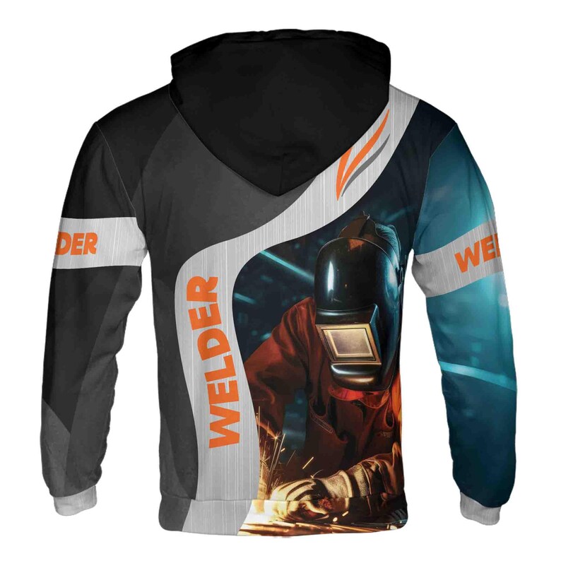 Custom Name Welder Mask Welding Spark Night Shift Black Silver Hoodie 3D