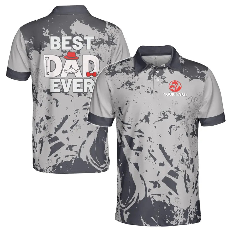 Personalized Best Dad Ever Polo Shirt, Gray 3D Prin