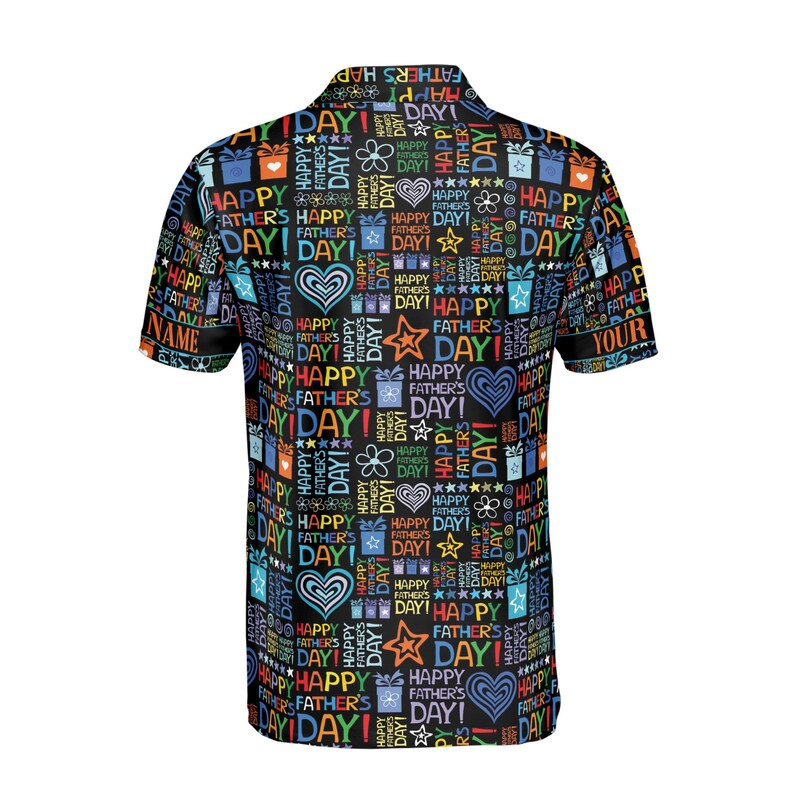 Customize Name Dad Hearts Quote Pattern Black Colorful 3D Men's Polo Shirt