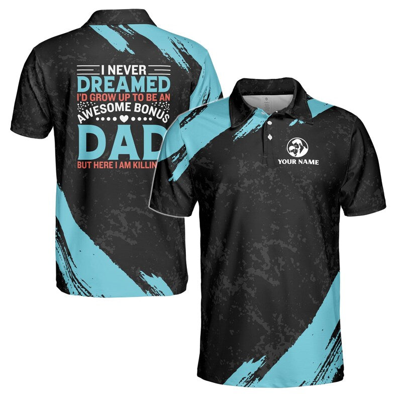 Custom Bonus Dad Polo Shirt - 3D Print Men's Fashion