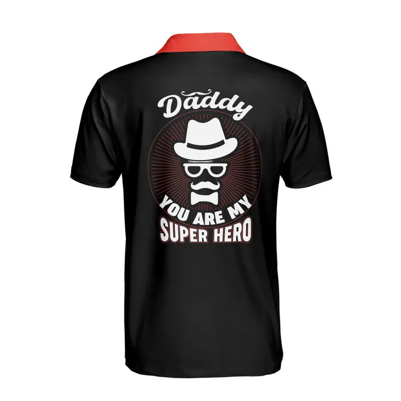 Customize Name Dad My Superhero Black 3D Men's Polo Shirt