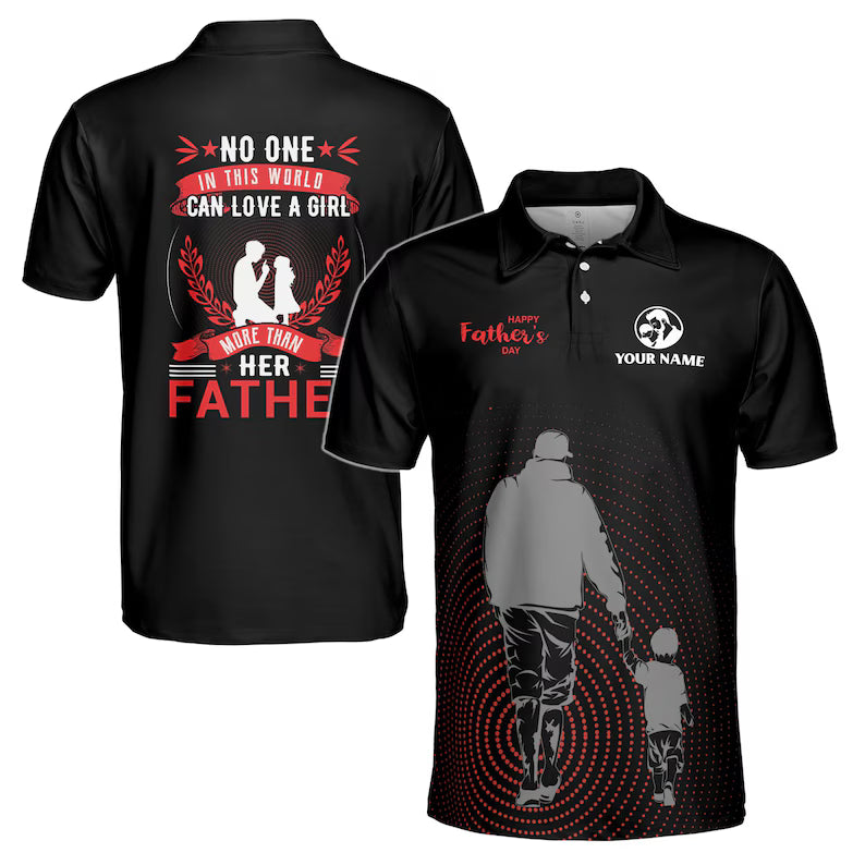Customize Name Love A Girl More Than Dad Black 3D Men's Polo Shirt