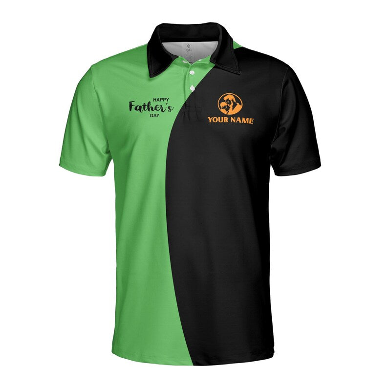 Customize Name Dad First Hero First Love Black Green 3D Men's Polo Shirt