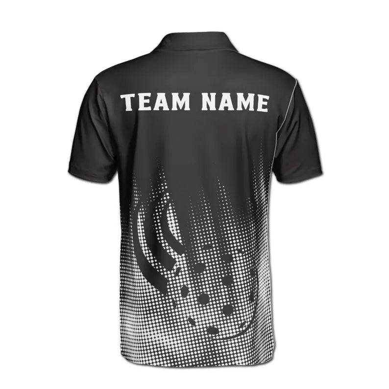 Customize Name Pickleball Paddle Swing Black White 3D Men's Polo Shirt