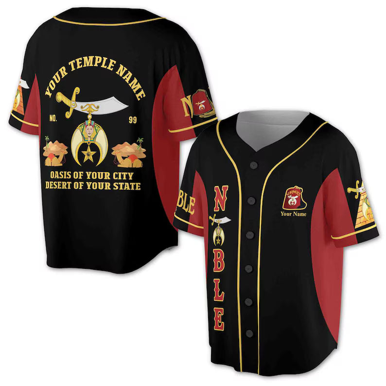 Customized Noble Shriners Temple Ancient Baseball Jersey
