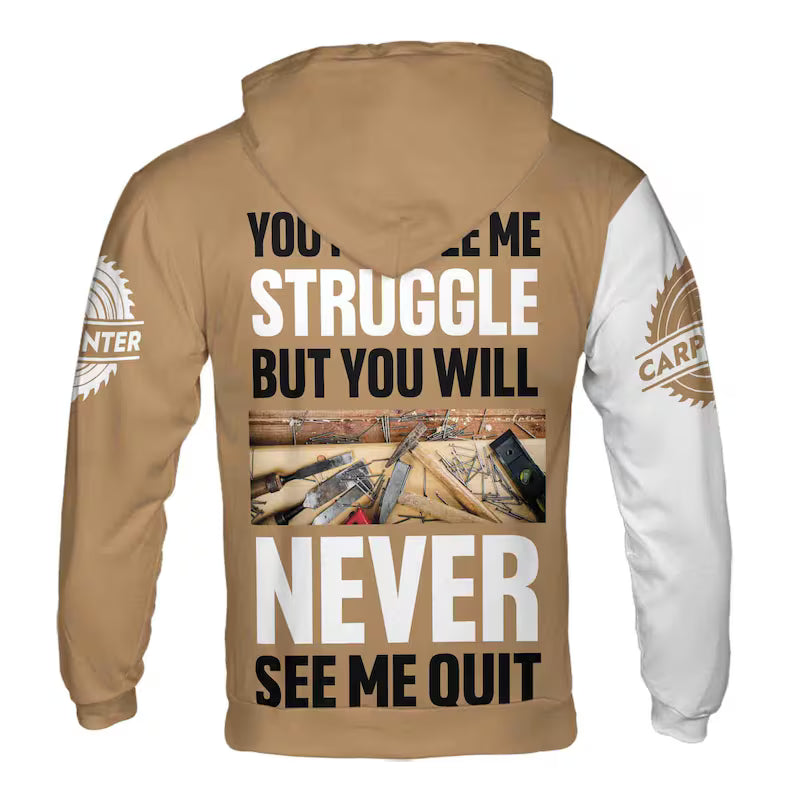 Custom Name Carpenter Woodworker Tools White Brown Hoodie 3D