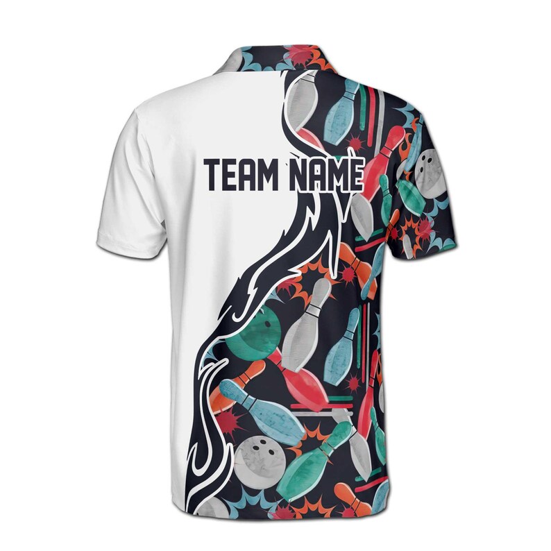 Personalized Bowling Pattern Colorful Bowling Team Men's Polo Shirt