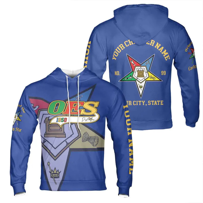 Personalized Multi-color Order of the Eastern Star OES Hoodie 3D