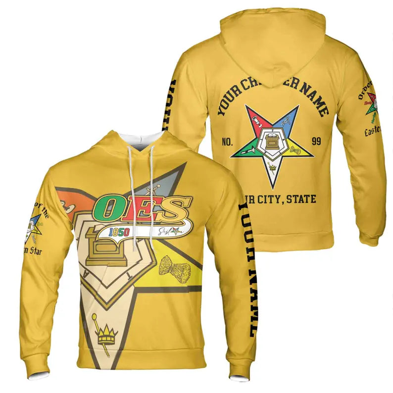 Personalized Multi-color Order of the Eastern Star OES Hoodie 3D