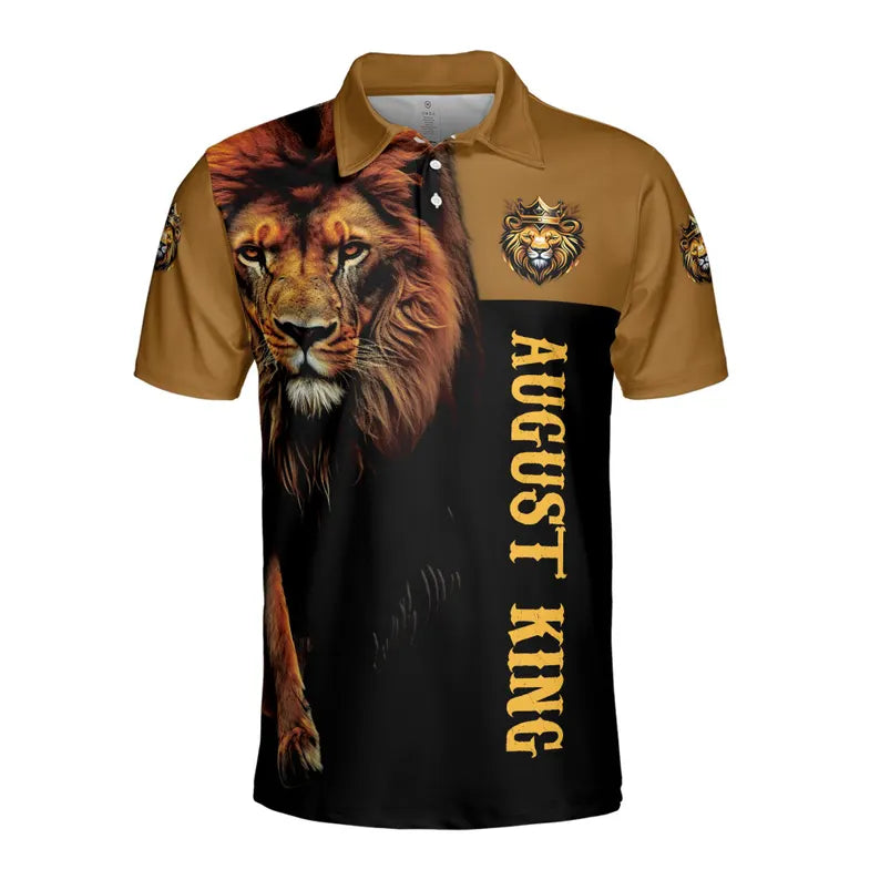 August King Lion My Scars Tell A Story Black Men's 3D Polo Shirt