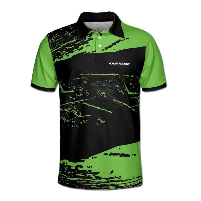 Customize Name Pickleball Paddle Olive Wreath Grunge Black Green 3D Men's Polo Shirt