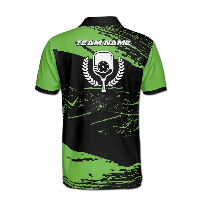 Customize Name Pickleball Paddle Olive Wreath Grunge Black Green 3D Men's Polo Shirt
