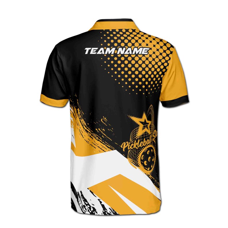 Customize Name Pickleball Pitchball Star Black 3D Men's Polo Shirt