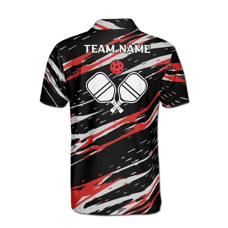 Customize Name Pickleball Paddle Olive Wreath Black White Red 3D Men's Polo Shirt