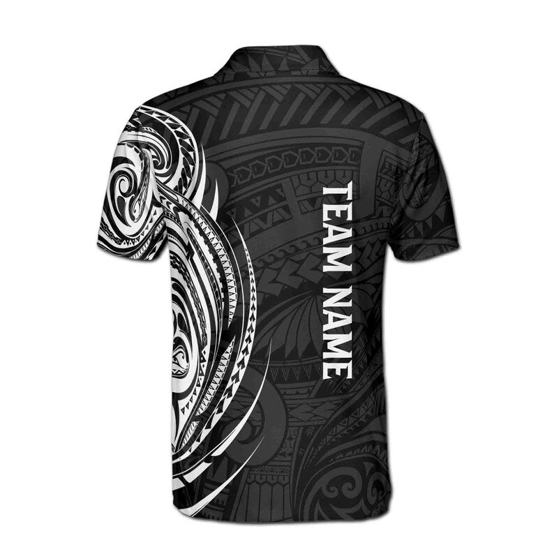 Customize Name Pickleball Olive Wreath Tribal Pattern Black White 3D Men's Polo Shirt