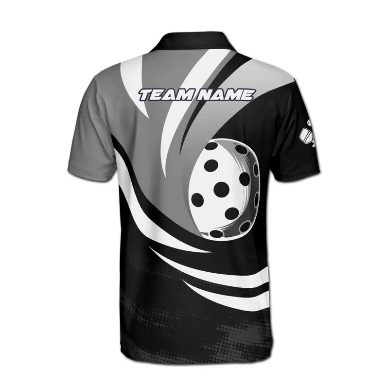 Customize Name Pickleball Paddle Twist Black White 3D Men's Polo Shirt