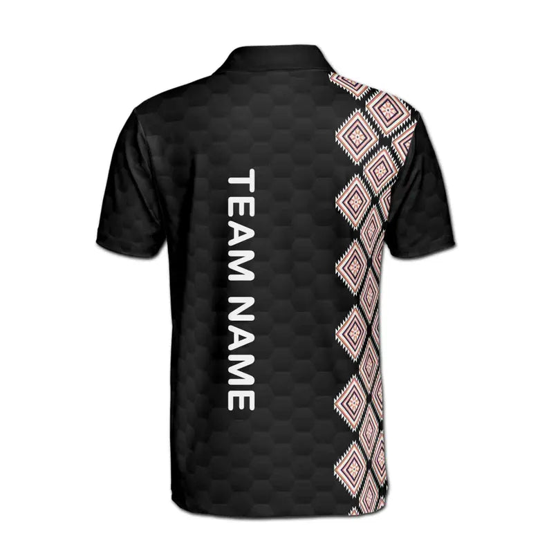 Customize Name Pickleball Olive Wreath Rug Pattern Black 3D Men's Polo Shirt
