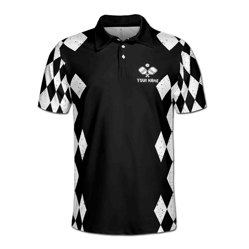 Customize Name Pickleball Paddle Love Hate Nice Shot Black and White 3D Polo Shirt Men