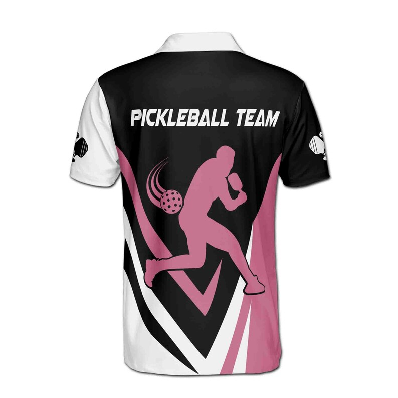 Customize Name Pickleball Paddle Player Black White Pink 3D Polo Shirt Men