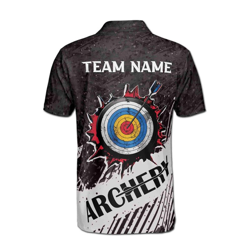 Customize Name Archery Arrow Board Snow Track Gray White 3D Men's Polo Shirt