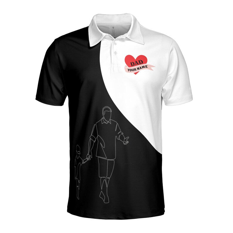 Customize Name Dad Thanks Humor Quote White 3D Men's Polo Shirt