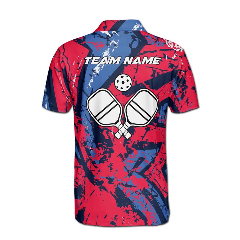 Customize Name Pickleball Paddle Olive Wreath Grunge Red Blue 3D Men's Polo Shirt